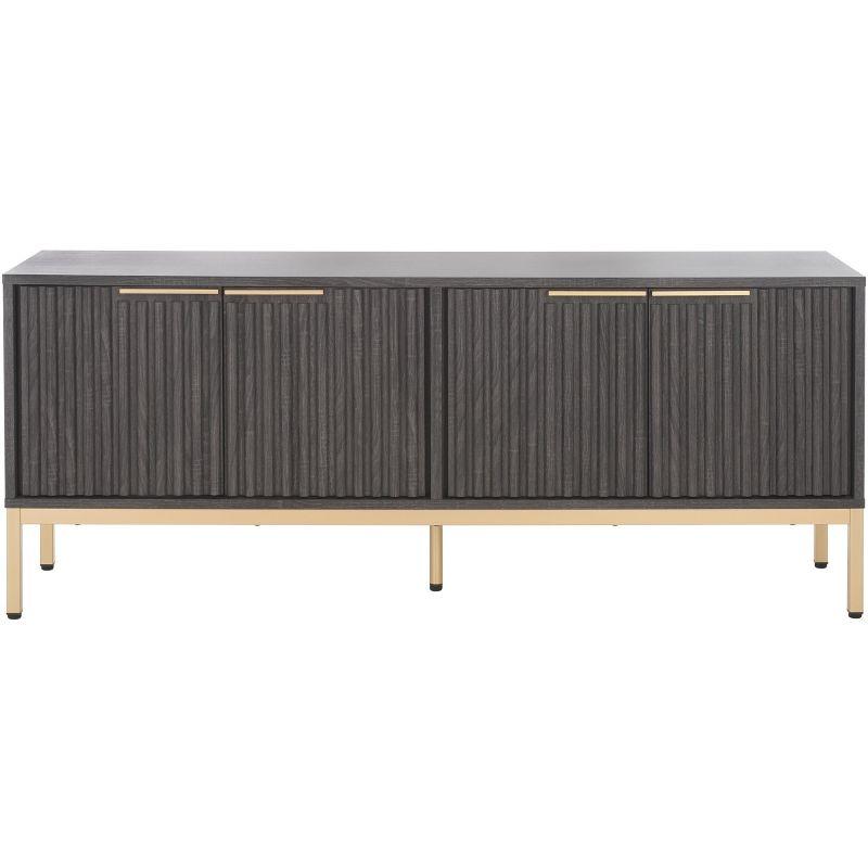 Lylia 4 Door Media Stand - Distressed Black/Gold - Safavieh