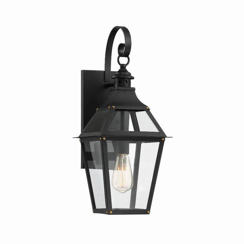 Jackson 1-Light Outdoor Wall Lantern in Matte Black with Gold Highlights