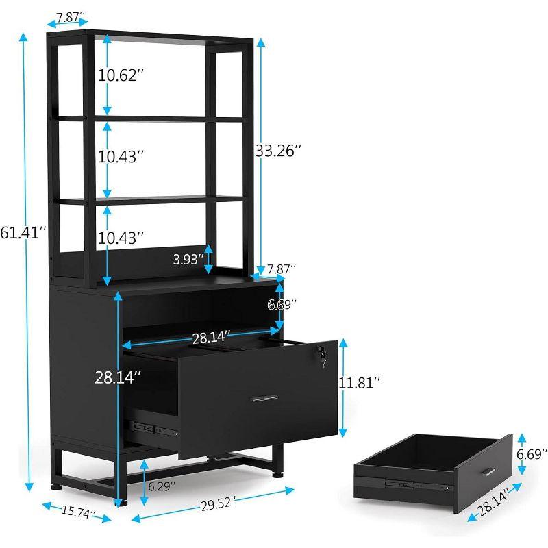 Tribesigns 2 Drawers Vertical File Cabinet, Filing Cabinet Printer Stand with Open Storage Shelves