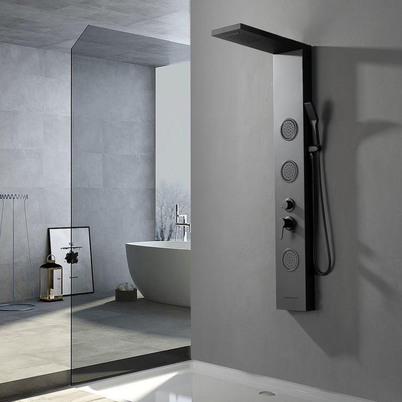 Matte Black 52'' Shower Panel System with Rainfall Shower Head