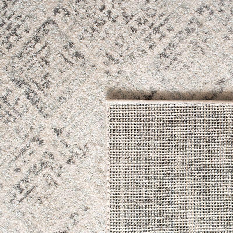 Ivory and Grey Synthetic 2' x 5' Hand-Knotted Easy Care Runner Rug