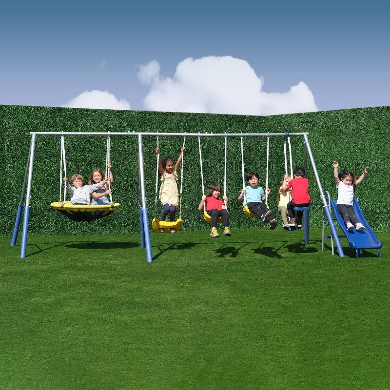 Sportspower Swing and Play Galvanized Metal with 2 Standing Kids' Roman Glider Saucer Swing Set