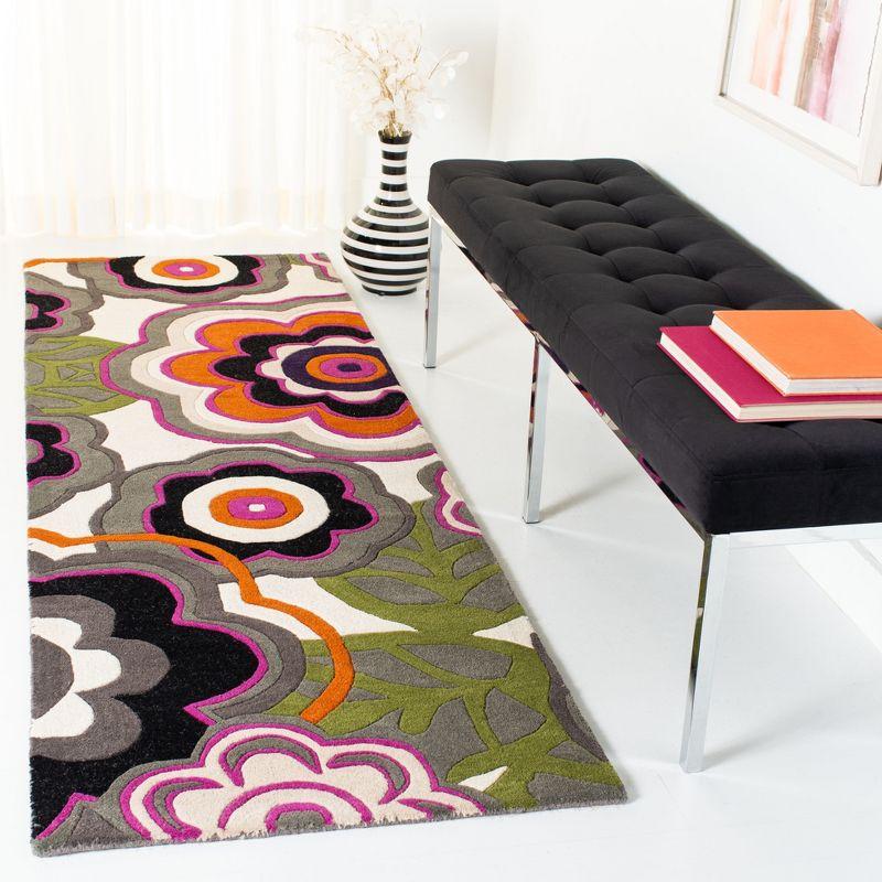 Multicolor Floral Hand-Tufted Wool and Viscose Runner Rug