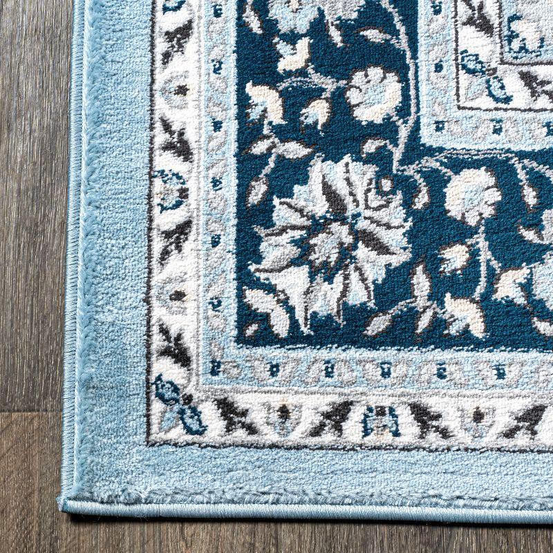 4'x 6' Palmette Modern Persian Floral Area Rug, Blue/Navy - JONATHAN Y