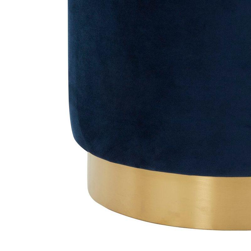 Elsworth Velvet Ottoman with Brass Base - Navy - Safavieh