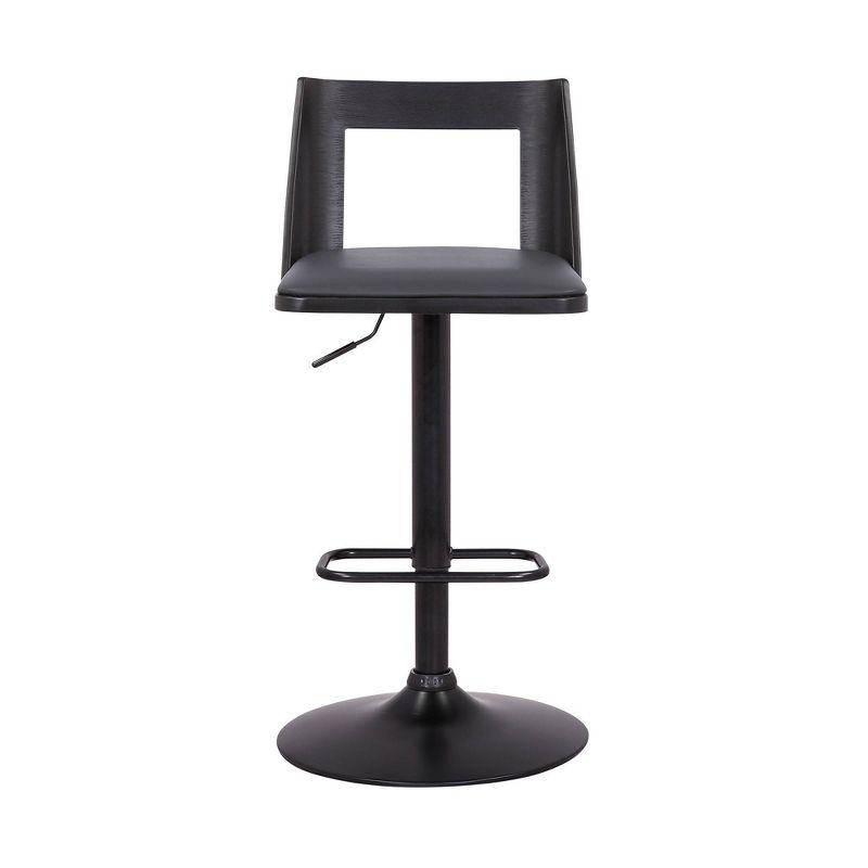 Milan Adjustable Swivel Faux Leather Metal Barstool Gray/Black - Armen Living: Pedestal Base, High-Density Foam