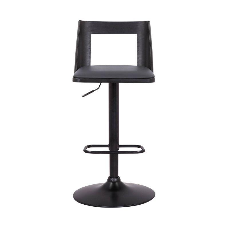 Milan Adjustable Swivel Gray Faux Leather & Black Wood Barstool