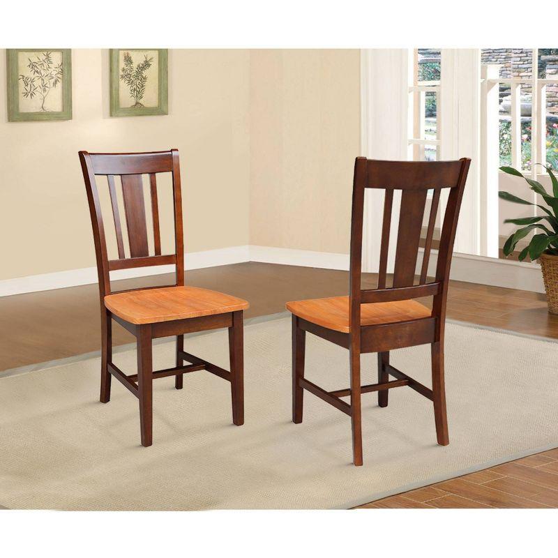 Cinnamon Espresso Solid Hardwood Slat Back Side Chair Set of 2