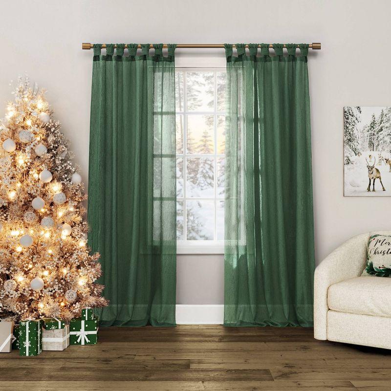 Evergreen Sheer Polyester Tab Top Curtain Panel, 51" x 96"