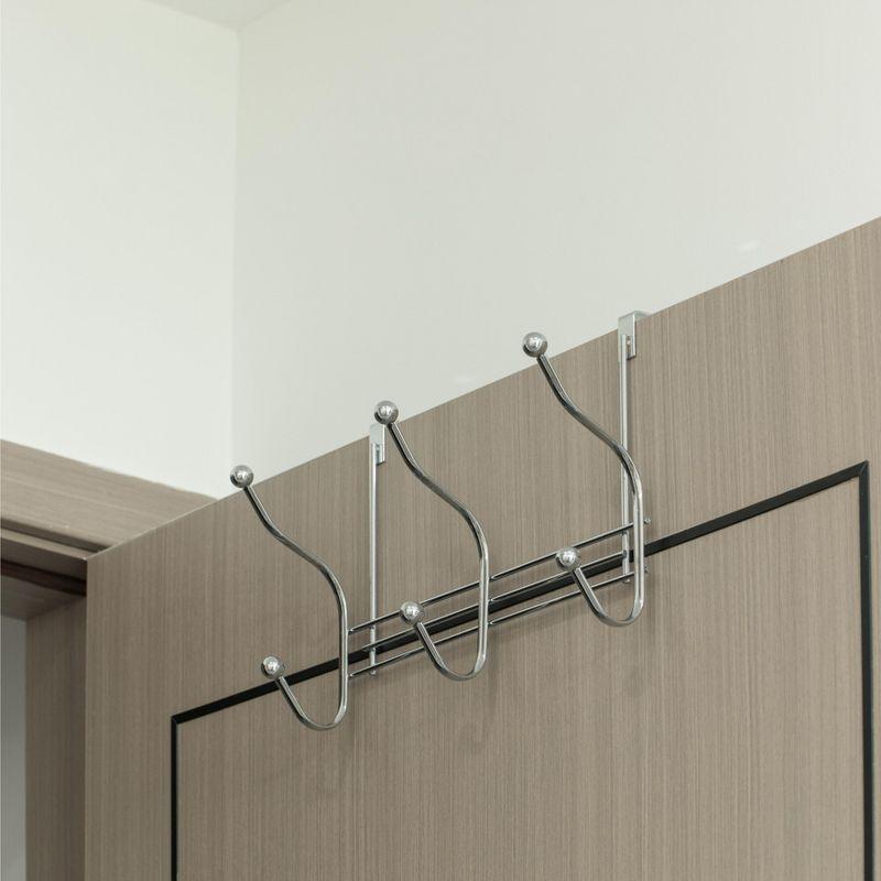 Chrome Over-the-Door 6 Hook Organizer Rack