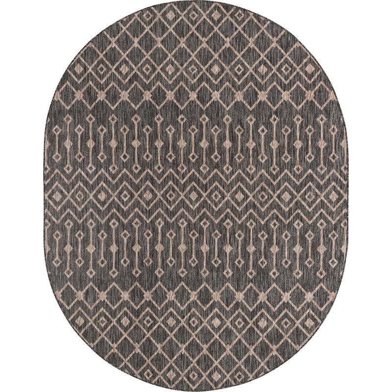 Unique Loom 7' 10 x 10' 0 Oval Indoor/Outdoor Trellis Charcoal Gray Area Rug