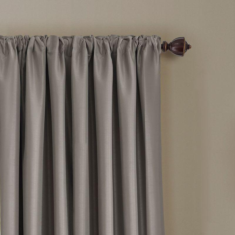 Silver Faux Silk Blackout Pleated Drape Panel