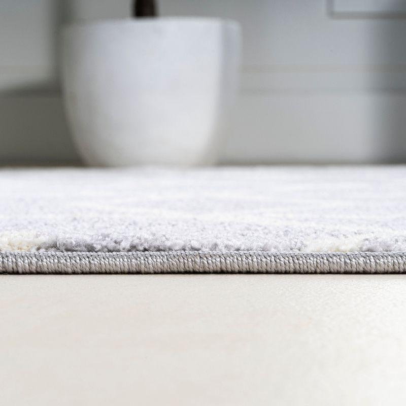 3'x5' Tumbling Blocks Modern Geometric Area Rug, Light Gray/White - JONATHAN Y