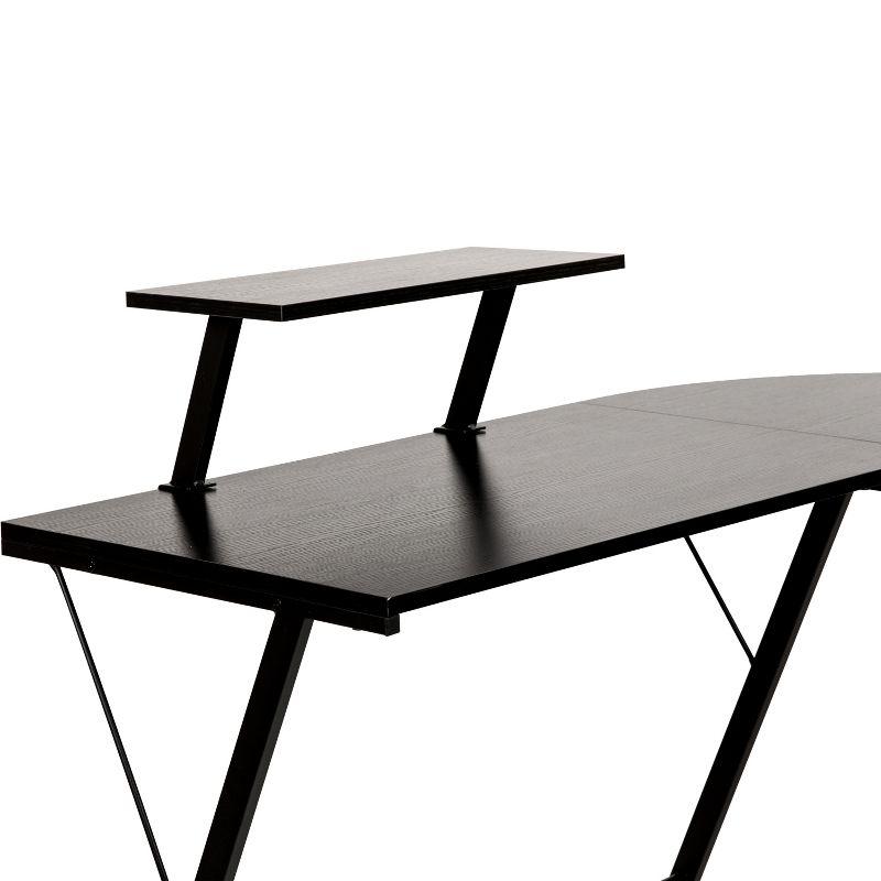 Flash Furniture L-Shaped Desk 71.5" Computer Corner Desk, Home Office Corner Desk, Gaming Desk, Space Saving, Easy to Assemble, Black/Black