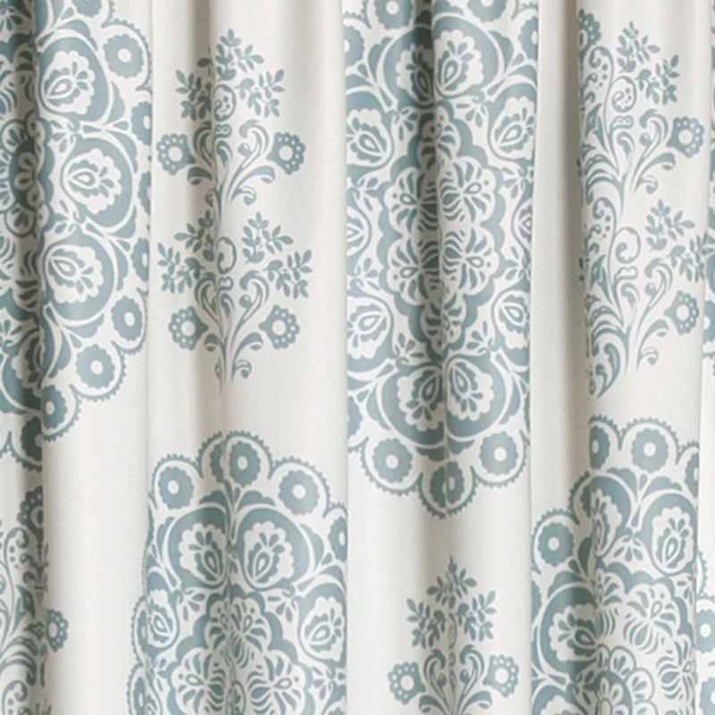 Blue Medallion Pattern Blackout Polyester Curtain Pair