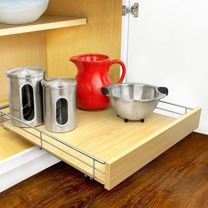 LYNK PROFESSIONAL® Select Pull Out Cabinet Organizer for Kitchen Cabinets, Wood and Chrome