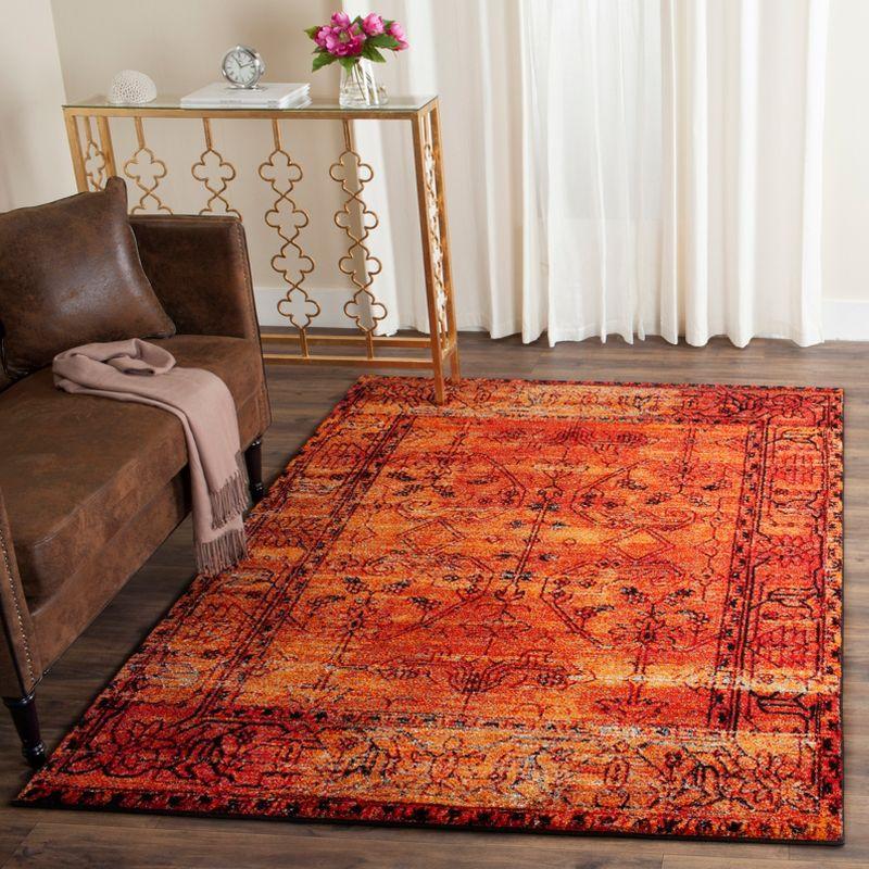 Heirloom Orange Oriental Synthetic Round Rug - Easy Care, Hand-knotted