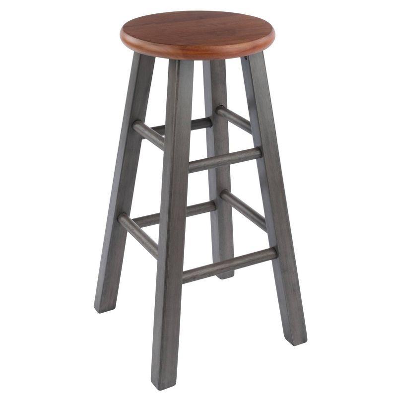 24" Ivy Counter Height Barstool Rustic Teak Brown - Winsome: Solid Wood, No Assembly, 220lb Capacity
