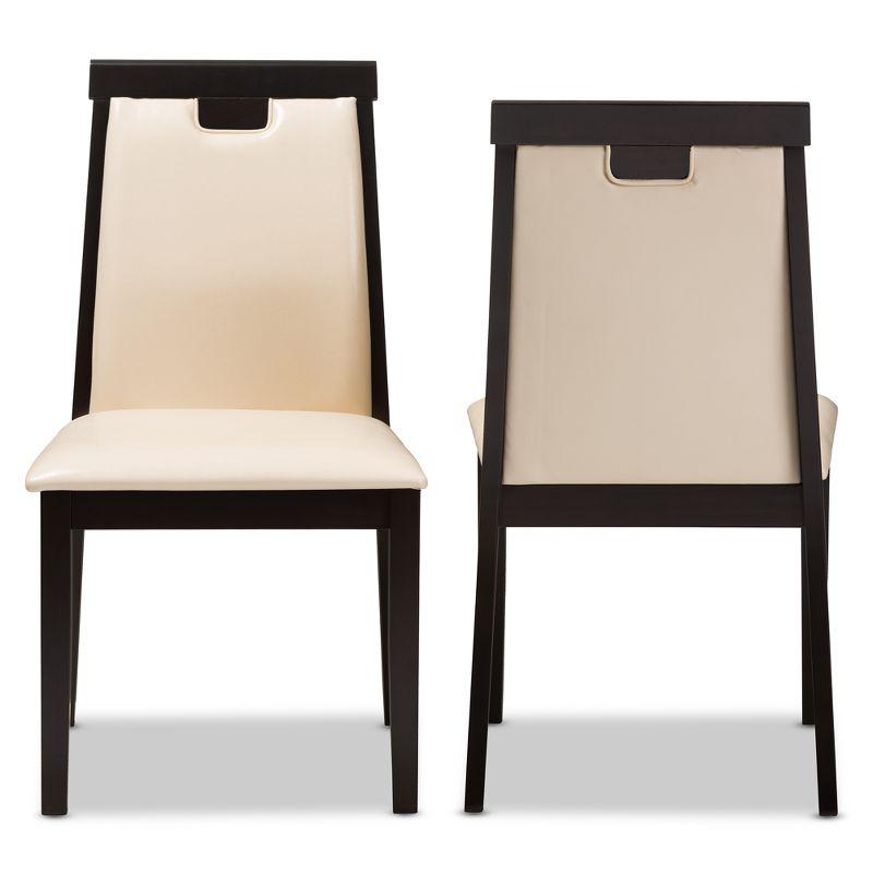 Set of 2 Evelyn Modern And Contemporary Faux Leather Upholstered And Finished Dining Chairs Dark Brown/ Beige - Baxton Studio