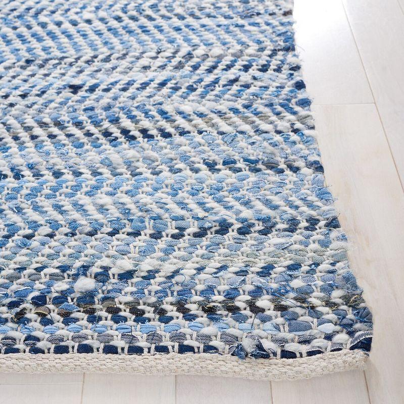 Blue and Light Grey Handmade Wool Runner Rug