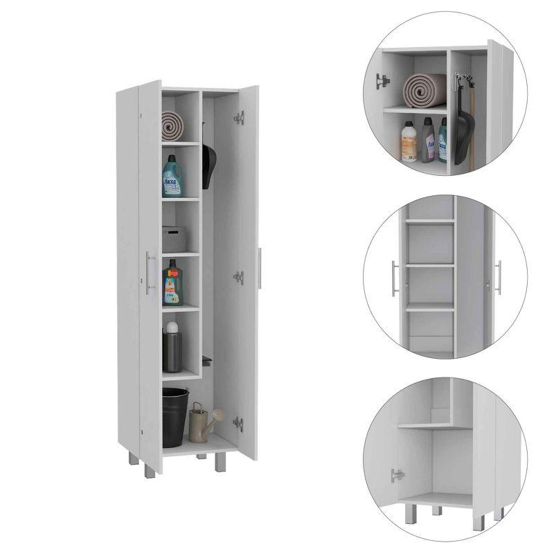 Depot E-Shop Cleaning Cabinet with Five Shelves and Broom Hangers