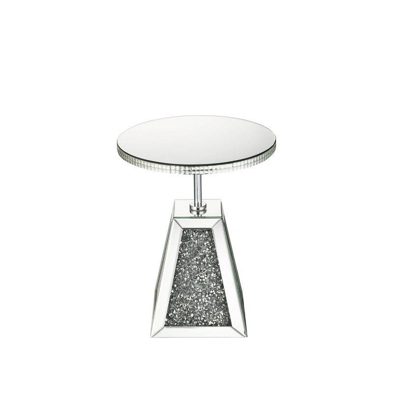 Elegant Round Wood & Glass Mirrored Accent Table