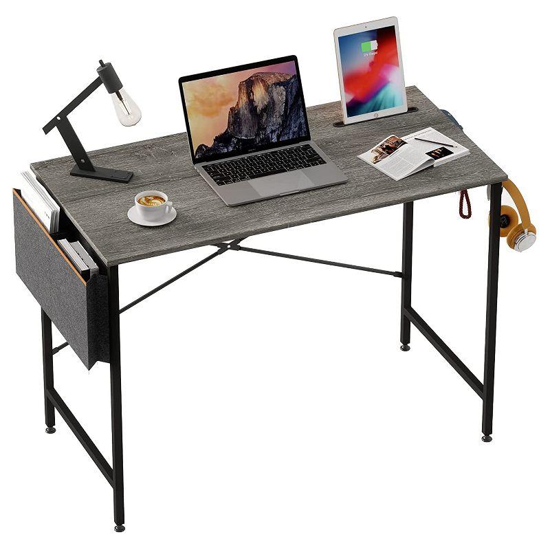 Gray P2 Wood and Steel 44'' Computer Desk with Storage and Headphone Hook