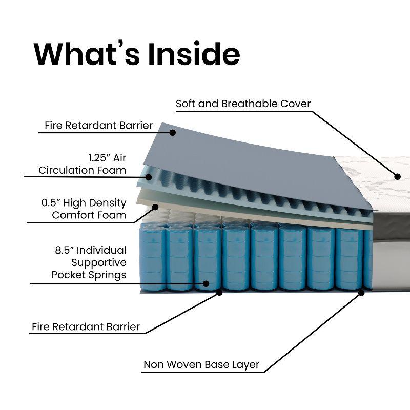 Emma and Oliver 10 Inch Hybrid Pocket Spring Mattress, King Mattress in a Box