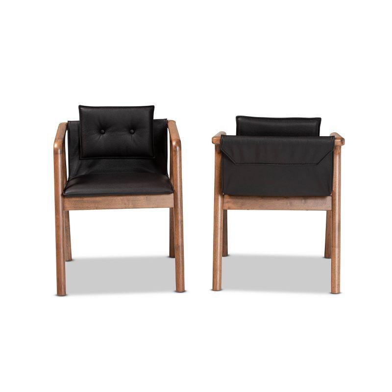 2pc Marcena Imitation Leather Dining Chair Set with Sloping Armrests - Baxton Studio