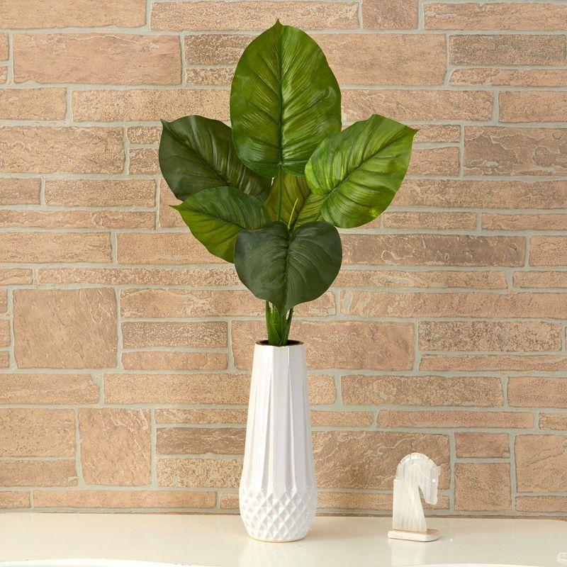 Nearly Natural 27-in Large Philodendron Leaf Artificial Bush Plant (Set of 4)