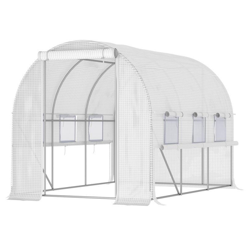 Large White PE Walk-In Tunnel Greenhouse with Galvanized Steel Frame