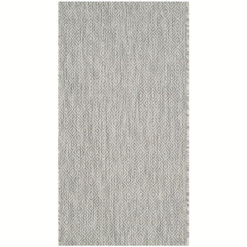 Reversible Easy-Care Gray Synthetic Rectangular Indoor/Outdoor Rug 24"x43"