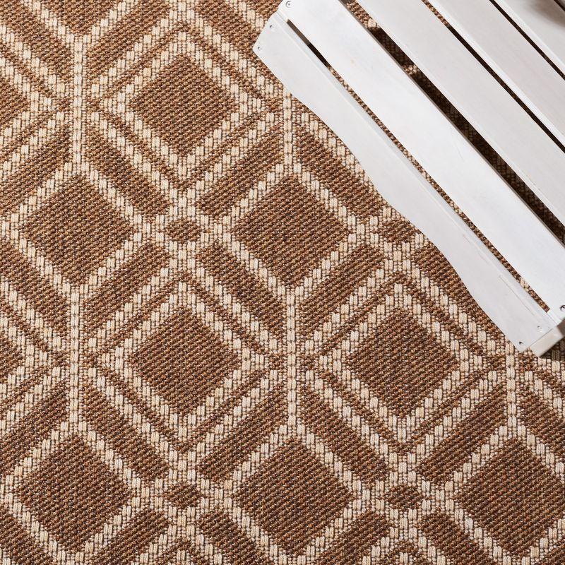 Camel Beige Geometric Hand-knotted Indoor Outdoor Rug