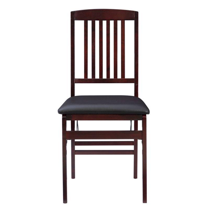 Set of 2 Triena Mission Back Faux Leather Folding Chair Espresso - Linon: Rubberwood Frame, No Assembly, Spot Clean