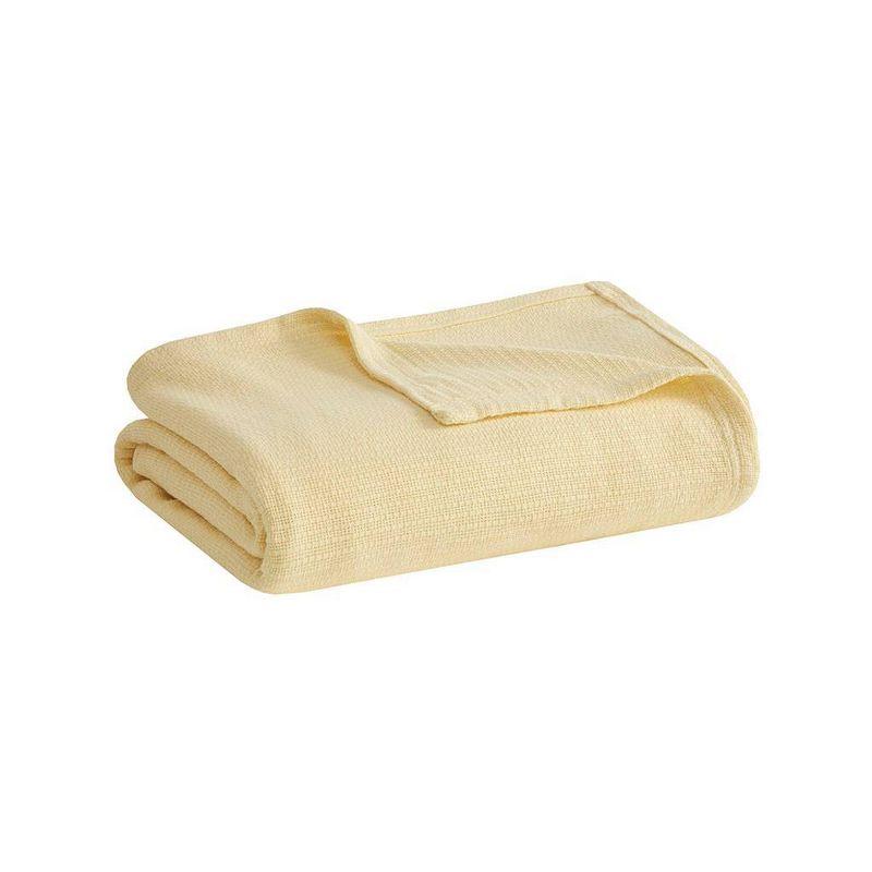 Luxury Freshspun King-Size Yellow Cotton Basketweave Blanket