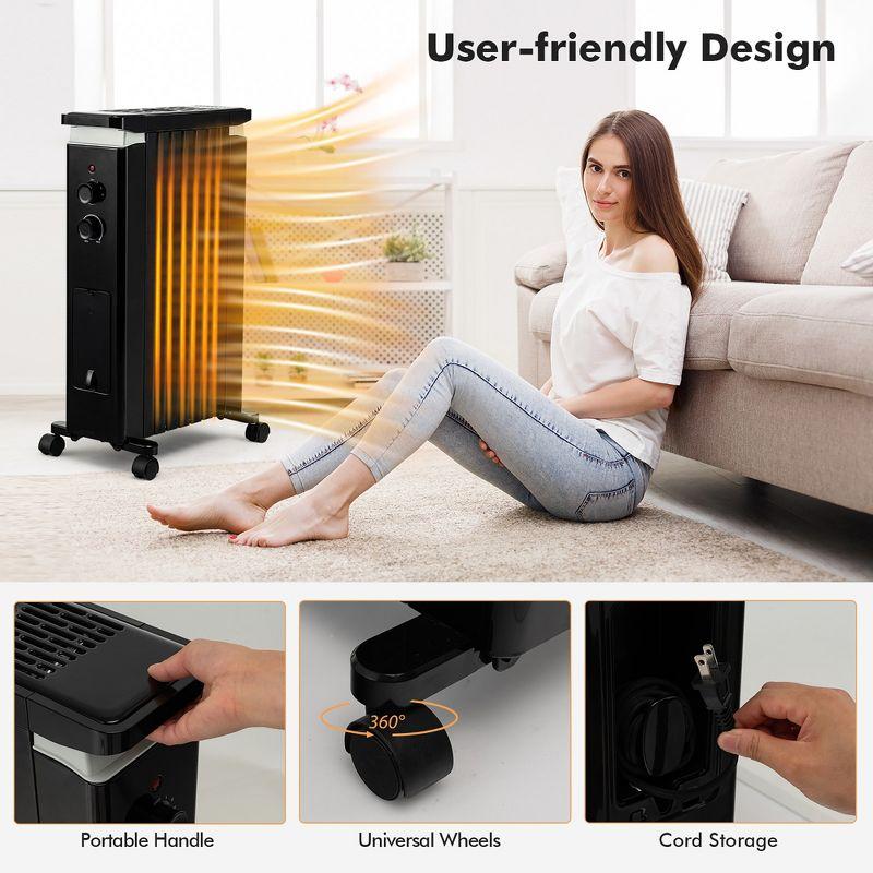 Costway 1500W Oil Filled Radiator Heater Electric Space Heater w/ Humidifier White\Black