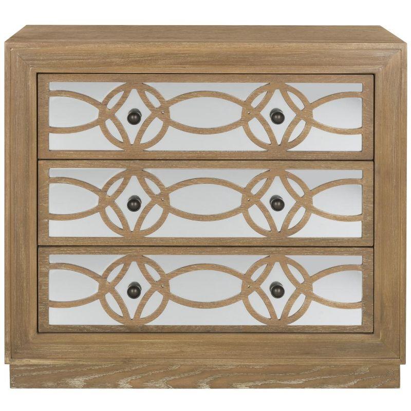 Catalina 3 Drawer Chest - CHS6400 - Rustic Oak/Mirror - Safavieh