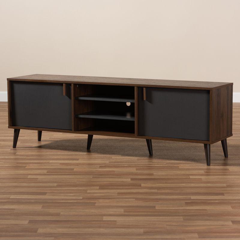 Samuel Finished TV Stand for TVs up to 55", Engineered Wood Walnut Brown/Dark Gray - Baxton Studio