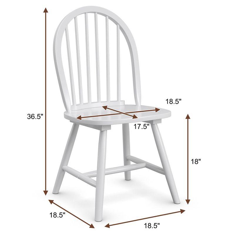 Costway Set of 2 Vintage Windsor Dining Side Chair Wood Spindleback Kitchen Room White