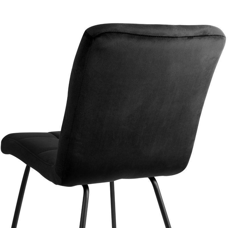 Elama Black Velvet Tufted Accent Chairs with Metal Legs - 2 Piece Set