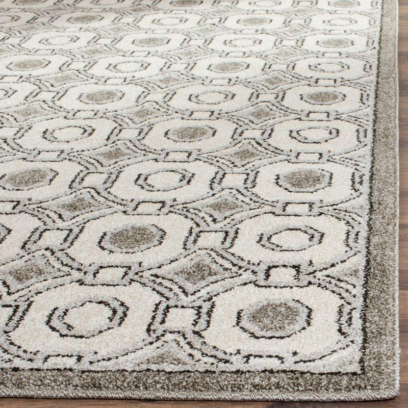 Ivory and Grey Geometric Indoor-Outdoor Square Rug