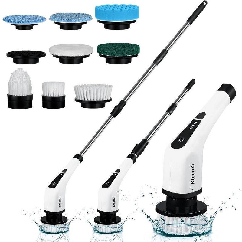 Electric Spin Scrubber Cleaning Brush 8 In 1 Shower Scrubber Adjustable Handle. For Windows, Bathrooms, Cars. Luminuxe
