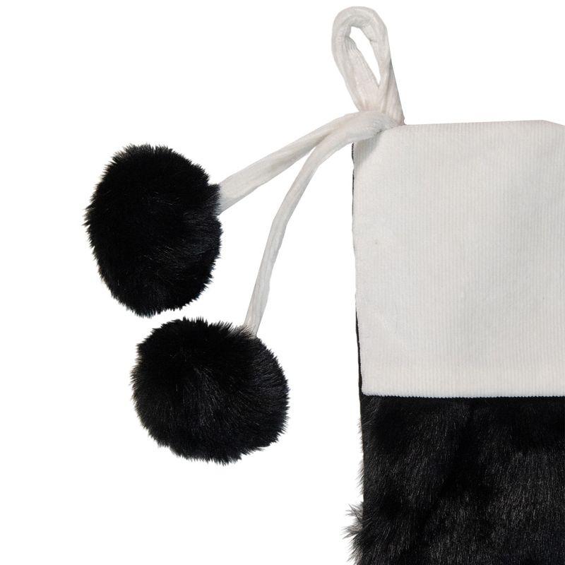 Black and White Faux Fur Christmas Stocking with Corduroy Cuff