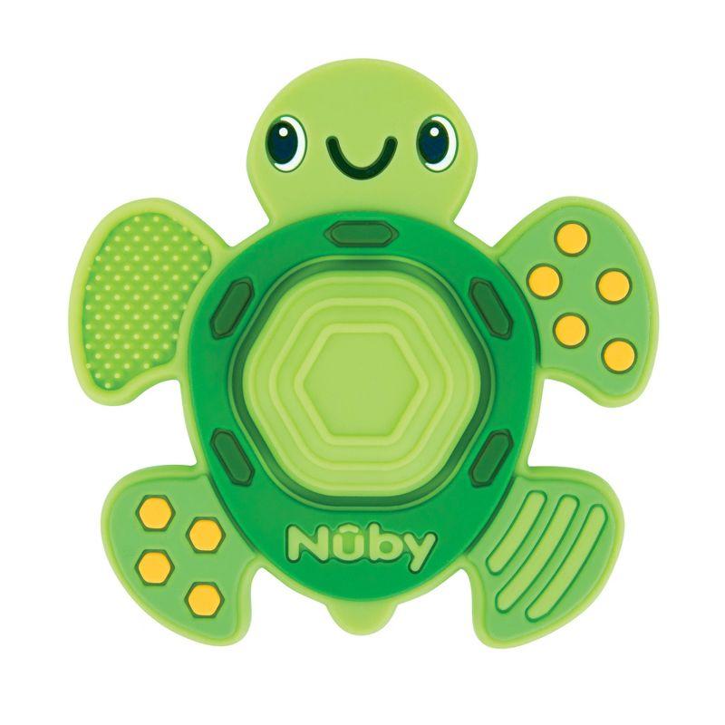 Nuby Teethe N' Pop Sensory Play Silicone Teether for Babies - Turtle Design