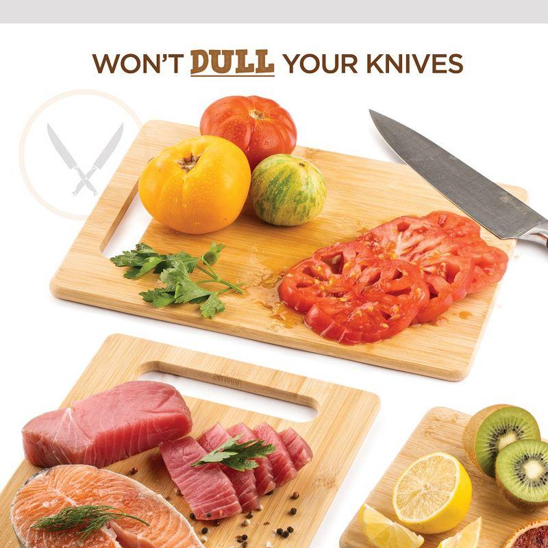 Bamboo Wood Cutting Board Set - Chopping Board with Juice Groove for Meat, Cheese & Vegetables - Butcher Block, Cheese & Charcuterie Board (Set Of 4)