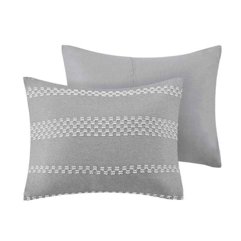 Gray King/Cal King Clipped Jacquard Duvet Cover Set