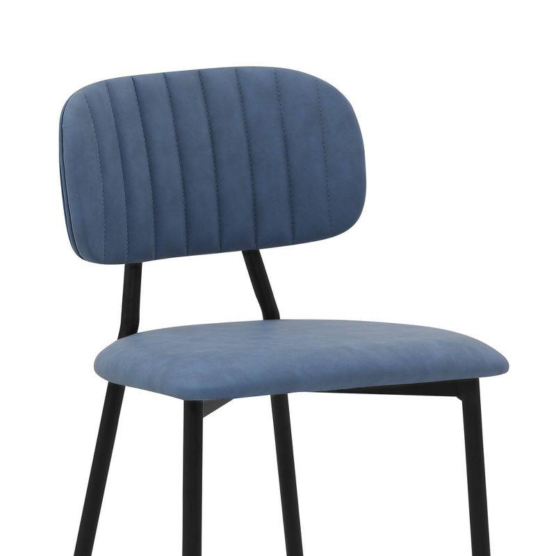 Modern Swivel Blue Leather Counter Stool with Metal Frame