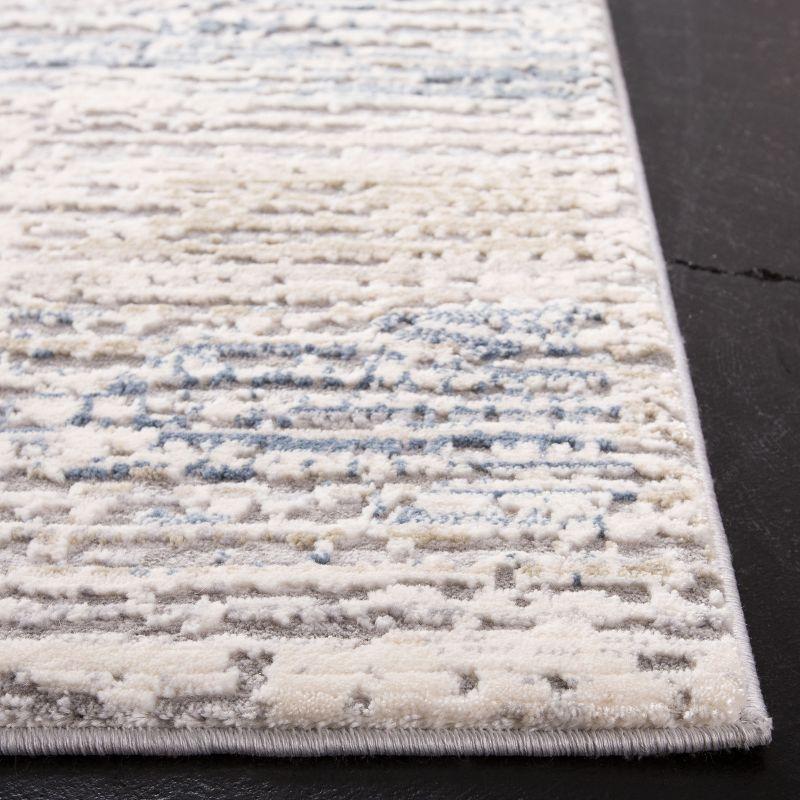 Gray and Cream Abstract Wool Runner Rug