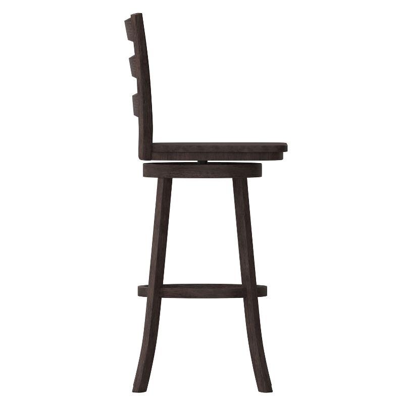 Gray Wash Walnut Ladderback Swivel Bar Stool with Saber Legs