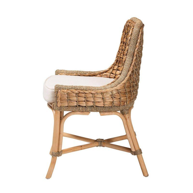 Kyle Woven Rattan Dining Side Chair with Cushion White/Natural - bali & pari